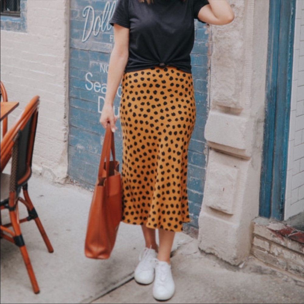 Madewell painted spots midi slip skirt